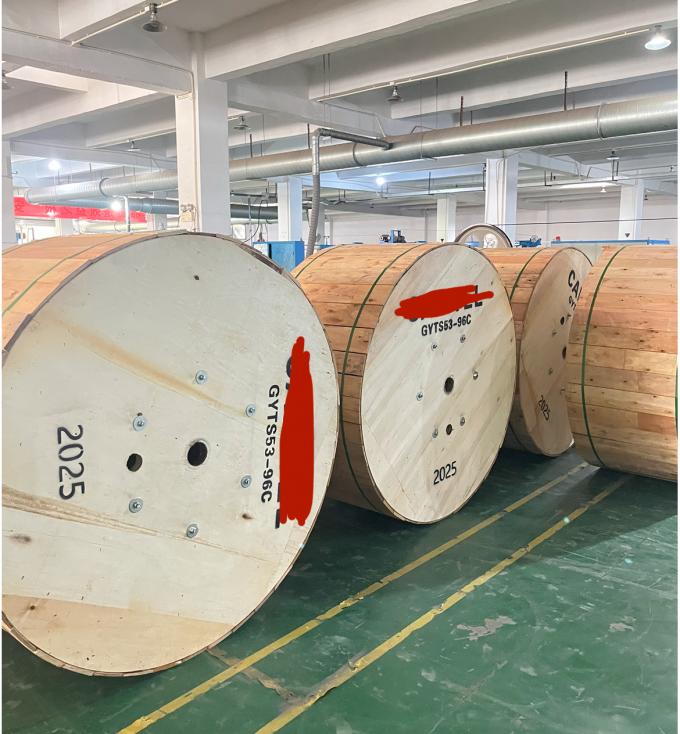 สายไฟเบอร์ออปติก GYTS53-96 คอร์แบบมีเกราะสองชั้นสำหรับภายนอกอาคารจากโรงงาน พร้อมแจ็คเก็ตคู่ G652D จัดส่งภายในวันเดียวกัน 10
