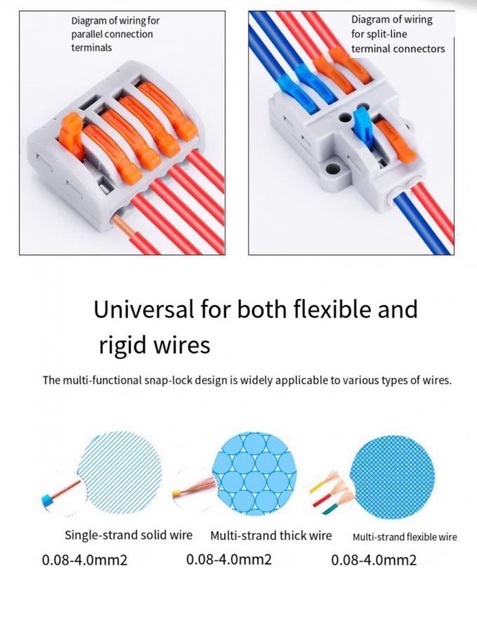 LED Lighting Wire Connector Quick 1-in-2-out Terminal Block 2-in-4-out Wire Splitter 3-in-6-out Terminal Box สําหรับการใช้งานกลางแจ้ง 4