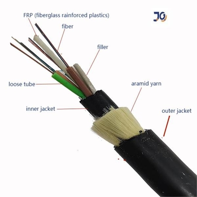 Aramid Yarn Single Jacket Double Jacket สายเคเบิลไฟเบอร์ออปติก ADSS หลายแกนพร้อม HDPE