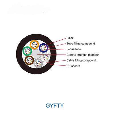 ท่ออากาศ GYFTY G625d 12 24 48 สายเคเบิลใยแก้วนำแสงหลักพร้อมสมาชิก FRP Strength