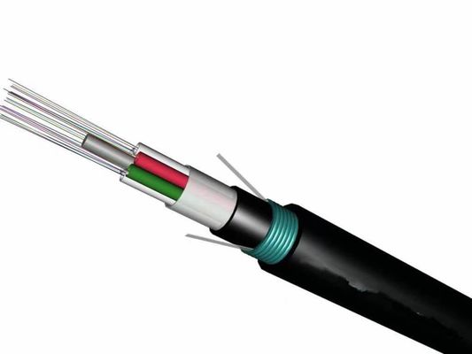 หมวกปักกันแบบสองชั้นใต้ดิน G652D 12 24 36 48 72 96 144 288 หลักถูกฝังโดยตรง GYTY53 สายไฟเบอร์ออปติก