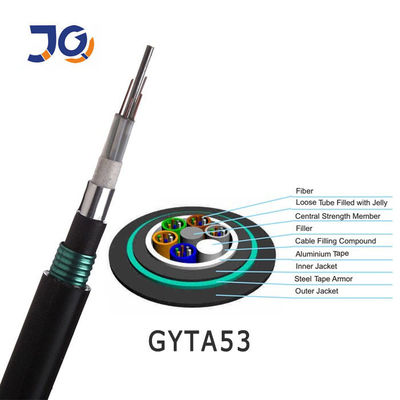 ใต้ดิน GYTA GYTA53 สายไฟเบอร์ออปติก 24 48 96 144 หลัก G652D SM สายไฟเบอร์ออปติก