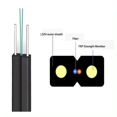 FTTH ประจําห้อง ดรอปไฟเบอร์ออปติกเคเบิล 1 2 4 คอร์ G652D LSZH GJXFH Bend