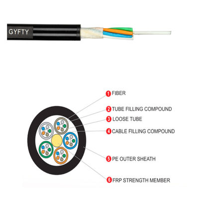 48 Core Outdoor Single Mode G652D Fiber Cable GYFTY กับ FRP สําหรับการใช้งานในท่อและใต้ดิน 1 กม. ราคาดีที่สุด