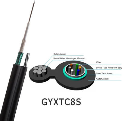 48 หลัก GYTC8S สายอากาศที่รองรับตัวเอง รูป 8 สายไฟเบอร์ออปติก