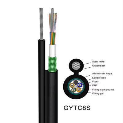 OEM 144 Core Outdoor Optical Fiber Aerial Cable Steel Wire Strand Self Supporting รูปที่ 8 คาเบลไฟเบอร์ออปติก GYTC8S