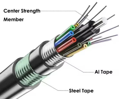 ราคาโรงงาน ตัวอย่างฟรี GYTA53 48 หลักสายไฟฟ้าออปติกแบบ double-sheath สายไฟฟ้าออปติกแบบการฝังตรง ราคา