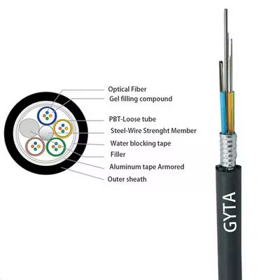 GYTS GYTA 48 Core G652D Single Mode Stranded Loose Tube แบรนด์เคเบิลไฟเบอร์ออปติก