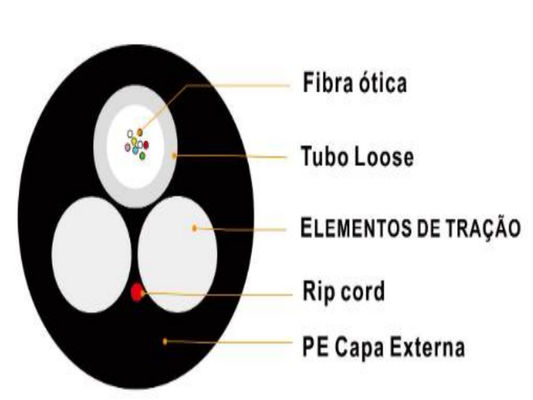 ASU สายไฟเบอร์ออปติก ASU Span 80m 100m 200m 4 6 8 Core 12 Hilos สายไฟเบอร์ G652