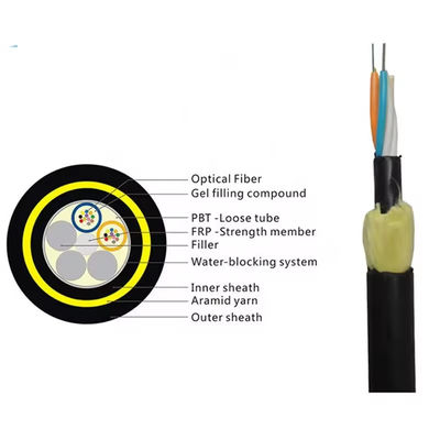 24 Core Outdoor ADSS Single Mode Fiber Optical Cable 4km/drum G652d ผู้ผลิต ผู้จําหน่าย