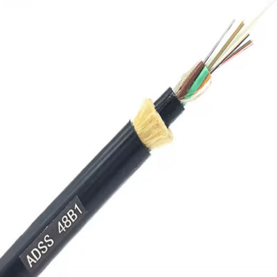 ADSS แจ็คเก็ตคู่ โหมดเดียว สนับสนุนตัวเอง 24 หลัก 48 หลัก สายไฟเบอร์ออปติก G652D สําหรับอากาศ
