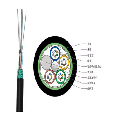 สายเคเบิลใยแก้วนำแสงหุ้มเกราะ GYTA แบบเกลียว 2-144 คอร์ แบบหลวม ท่ออากาศภายนอกระยะไกลโทรคมนาคม