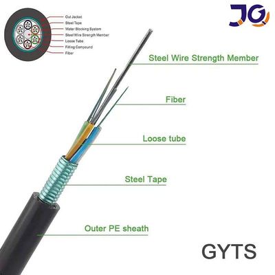 48 Core GYTS G652D Single Mode Outdoor Armored Fiber Optic Cable สายไฟฟ้าไฟเบอร์ออปติกในภายนอก