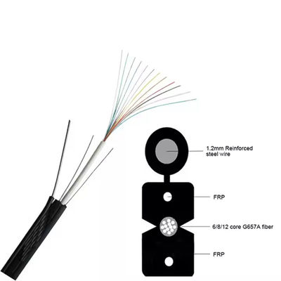 1-4 Core FTTH Outdoor Drop Cable พร้อมเครื่องส่งเหล็กและ LSZH Sheath