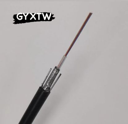 สายเคเบิลไฟเบอร์ออปติกอากาศ GYXTW 4-24 คอร์นโหมดเดียว G652D 8.0mm สายเคเบิล OD สําหรับการวางอากาศที่มีความแข็งแรง 1MM สายเหล็ก