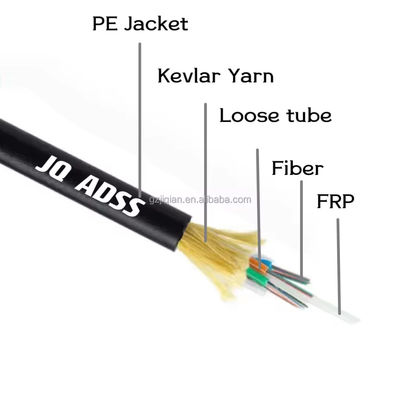 ผู้จําหน่ายสายเคเบิลจีน ADSS Single Jacket 48 Core Single หรือ Multi Mode FRP 1.5mm 100m Span Length สายไฟเบอร์ออปติก