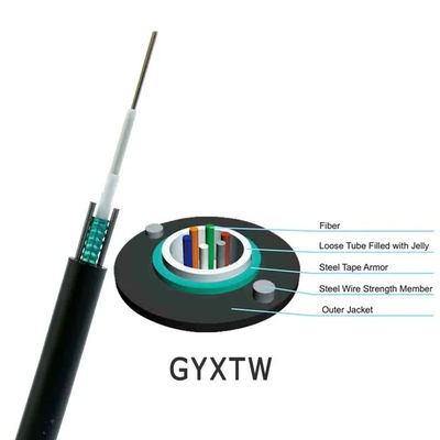สายไฟเบอร์ออปติก GYXTW แบบมีเกราะสำหรับติดตั้งภายนอกอาคารแบบแขวน 2 - 24 คอร์