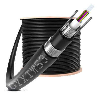 สายเคเบิลไฟเบอร์ออปติกอากาศ GYXTW 4-24 คอร์นโหมดเดียว G652D 8.0mm สายเคเบิล OD สําหรับการวางอากาศที่มีความแข็งแรง 1MM สายเหล็ก