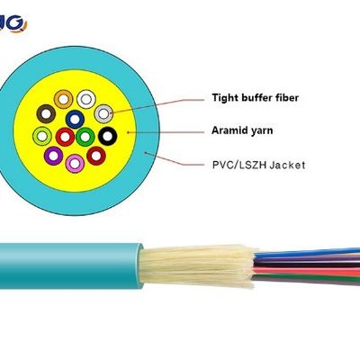 ODM Multi Mode Fiber Optic Cable 6 12 24 Core GJFJV สายไฟฟ้าออปติกความสามารถสูงภายในห้อง