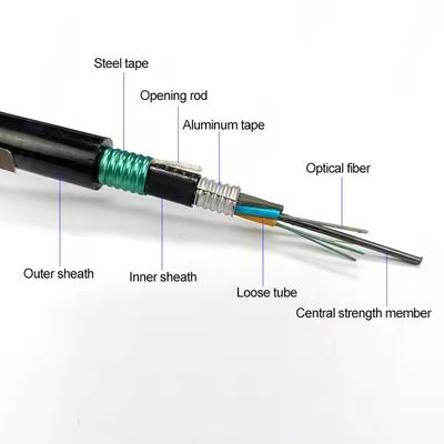 สายไฟเบอร์ออปติก GYTS53-96 คอร์แบบมีเกราะสองชั้นสำหรับภายนอกอาคารจากโรงงาน พร้อมแจ็คเก็ตคู่ G652D จัดส่งภายในวันเดียวกัน