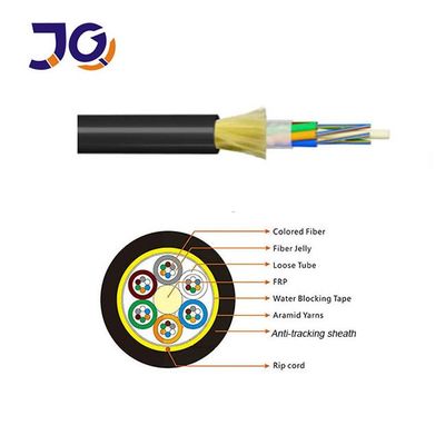 สายไฟเบอร์ออปติกแบบแขวน ADSS Single Jacket Single Mode เสริมแรงด้วยเส้นใยอะรามิด ติดตั้งภายนอกอาคารสำหรับระบบ FTTx โทรคมนาคม