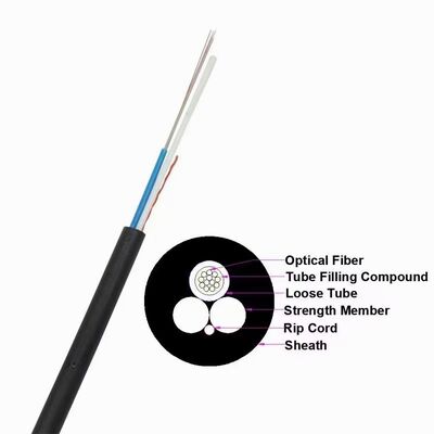 2 FRP Aerial 12 Core ASU 80 Drop Fiber Optic Cable GYFFY Outdoor FTTH Cable ราคาโรงงาน