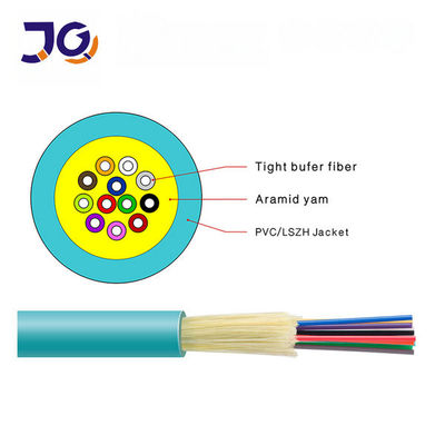 GJFJV10 24 Core Multimode Indoor Fiber Optic Cable OM1 OM2 OM3 LSZH เครือข่ายกิกาบิต