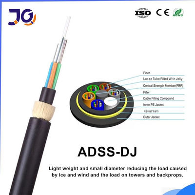 PE Jacket 48 แกนสายเคเบิลไฟเบอร์ออปติก ADSS รองรับตัวเอง