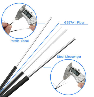 สายเคเบิลหล่น Gjyxfch สีดำ 2F G657A1 ความแข็งแรงของไฟเบอร์ไฟเบอร์กลาส