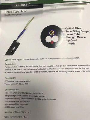 สายเคเบิลใยแก้วนำแสงขนาดเล็ก ADSS 6 Core 12 Core ASU G652D