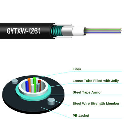 24 Core GYXTW Multimode Fiber Cable เส้นผ่านศูนย์กลาง 9 มม.