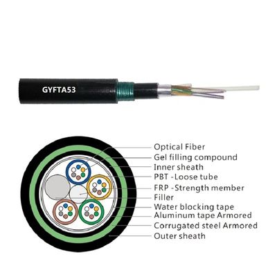 48 Core Pe Sheath Frp สายเคเบิลไฟเบอร์ออปติกหุ้มเกราะที่พันเกลียวหลวม Tube