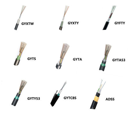 สายเคเบิลใยแก้วนำแสงใต้ดิน GYFTY53 ฝังแบบแจ็คเก็ตคู่