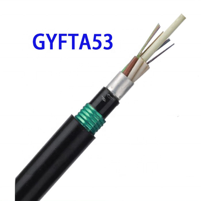 โหมดเดียว G652D 24 48 หลักสายไฟฟ้าออปติก การฝังตรง สายไฟฟ้าออปติก GYTA53