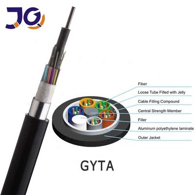 48 Core GYTA G652 สายเคเบิลไฟเบอร์ออปติกกลางแจ้งสำหรับสมาชิกที่แข็งแกร่ง