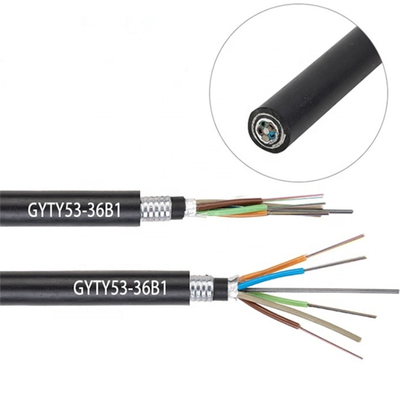 2- 288 หนังเหล็กกันความชื้นแกน GYTA53 สายไฟเบอร์ออปติกสําหรับใต้ดิน